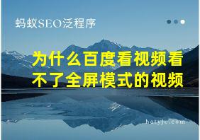 为什么百度看视频看不了全屏模式的视频