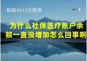 为什么社保医疗账户余额一直没增加怎么回事啊