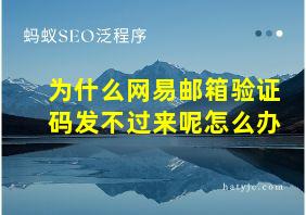 为什么网易邮箱验证码发不过来呢怎么办