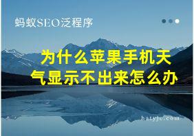 为什么苹果手机天气显示不出来怎么办