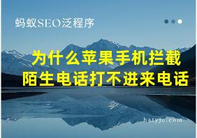 为什么苹果手机拦截陌生电话打不进来电话