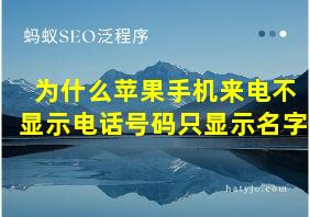 为什么苹果手机来电不显示电话号码只显示名字