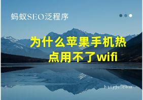 为什么苹果手机热点用不了wifi