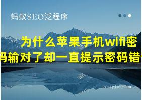 为什么苹果手机wifi密码输对了却一直提示密码错误