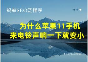 为什么苹果11手机来电铃声响一下就变小