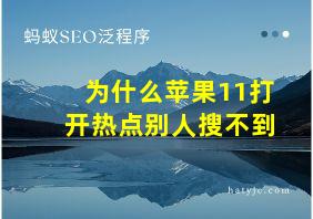 为什么苹果11打开热点别人搜不到