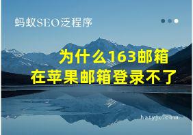 为什么163邮箱在苹果邮箱登录不了