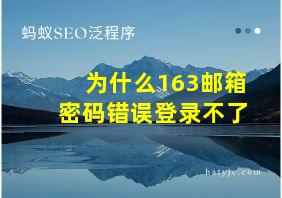 为什么163邮箱密码错误登录不了