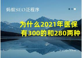 为什么2021年医保有300的和280两种