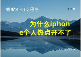 为什么iphone个人热点开不了