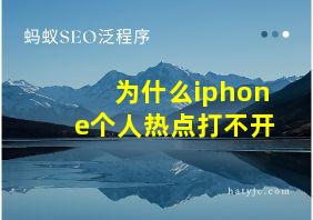 为什么iphone个人热点打不开