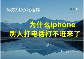 为什么iphone别人打电话打不进来了