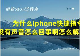 为什么iphone快捷指令没有声音怎么回事啊怎么解决