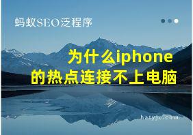 为什么iphone的热点连接不上电脑