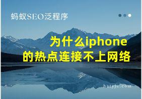 为什么iphone的热点连接不上网络