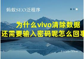 为什么vivo清除数据还需要输入密码呢怎么回事