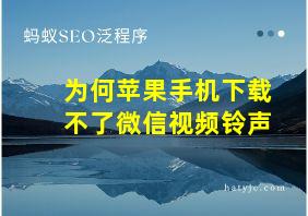 为何苹果手机下载不了微信视频铃声