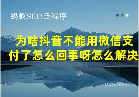 为啥抖音不能用微信支付了怎么回事呀怎么解决