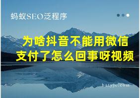 为啥抖音不能用微信支付了怎么回事呀视频