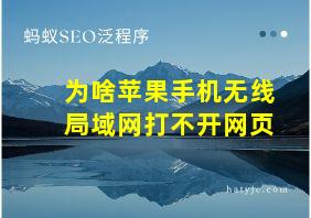 为啥苹果手机无线局域网打不开网页