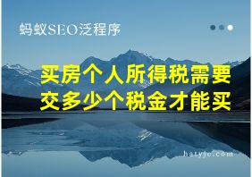 买房个人所得税需要交多少个税金才能买