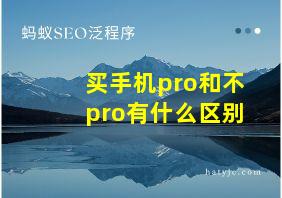 买手机pro和不pro有什么区别