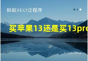 买苹果13还是买13pro