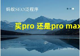 买pro 还是pro max