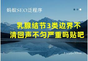 乳腺结节3类边界不清回声不匀严重吗贴吧