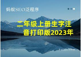 二年级上册生字注音打印版2023年