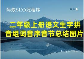 二年级上册语文生字拼音组词音序音节总结图片