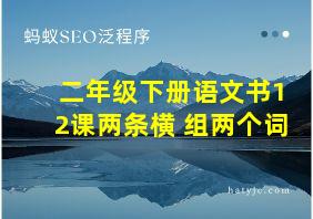 二年级下册语文书12课两条横 组两个词