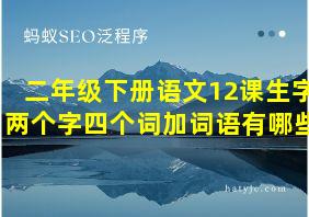 二年级下册语文12课生字两个字四个词加词语有哪些