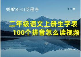 二年级语文上册生字表100个拼音怎么读视频