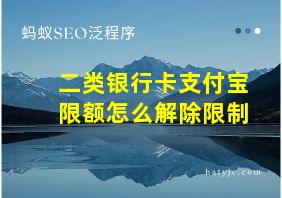 二类银行卡支付宝限额怎么解除限制