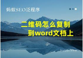 二维码怎么复制到word文档上