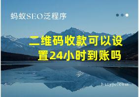 二维码收款可以设置24小时到账吗