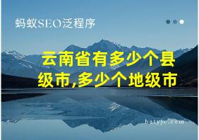 云南省有多少个县级市,多少个地级市