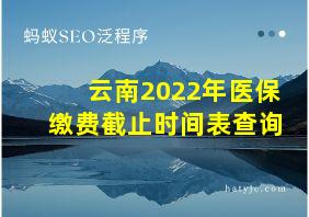 云南2022年医保缴费截止时间表查询