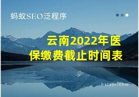 云南2022年医保缴费截止时间表