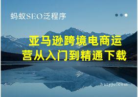 亚马逊跨境电商运营从入门到精通下载