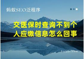 交医保时查询不到个人应缴信息怎么回事