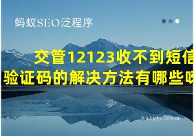 交管12123收不到短信验证码的解决方法有哪些呀