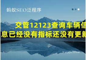 交管12123查询车辆信息已经没有指标还没有更新