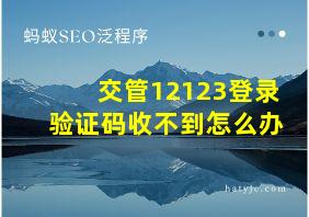 交管12123登录验证码收不到怎么办