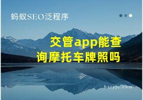 交管app能查询摩托车牌照吗