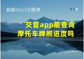 交管app能查询摩托车牌照进度吗