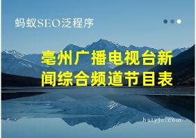 亳州广播电视台新闻综合频道节目表