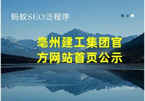 亳州建工集团官方网站首页公示