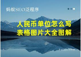 人民币单位怎么写表格图片大全图解